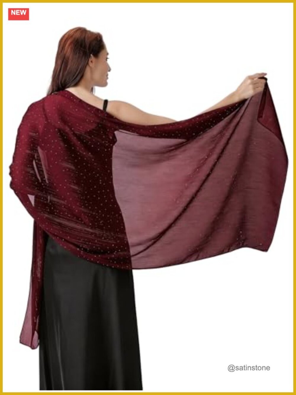 Chiffon Shawl Wrap Sheer Glitter Rhinestone Evening Scarf